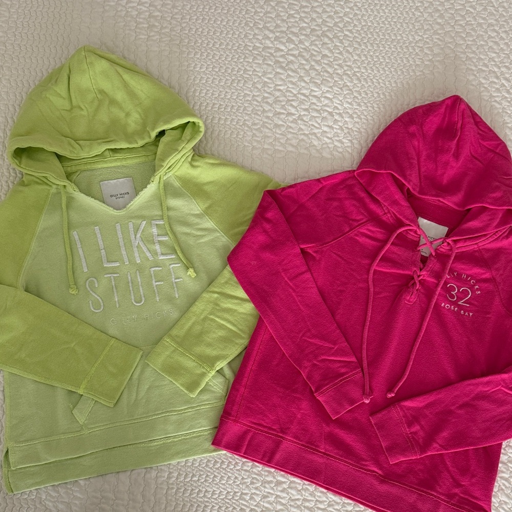 Gilly Hicks Lime Green and Hot Pink Hoodies Bundle